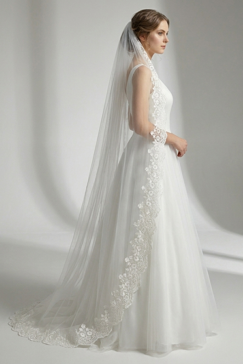 Lace Edge Cathedral Veil