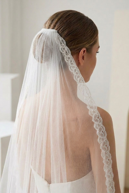 Minimal Lace Cathedral Veil