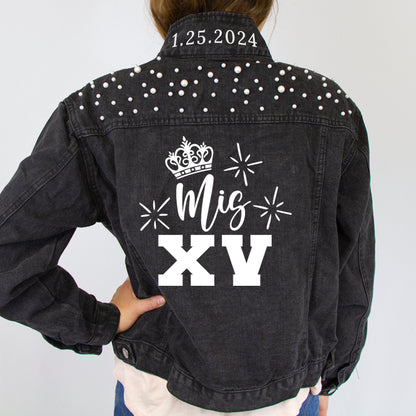 Quinceanera Theme Denim Jacket, Personalized Quinceanera Denim Jacket, Quinceanera Gift Jackets, Quinceanera Custom Denim Jacket, Customized Quinceanera Jean Jacket, Sweet 15 Custom Denim Jackets, Quinceanera Jacket, Quinceanera Party Denim Jacket