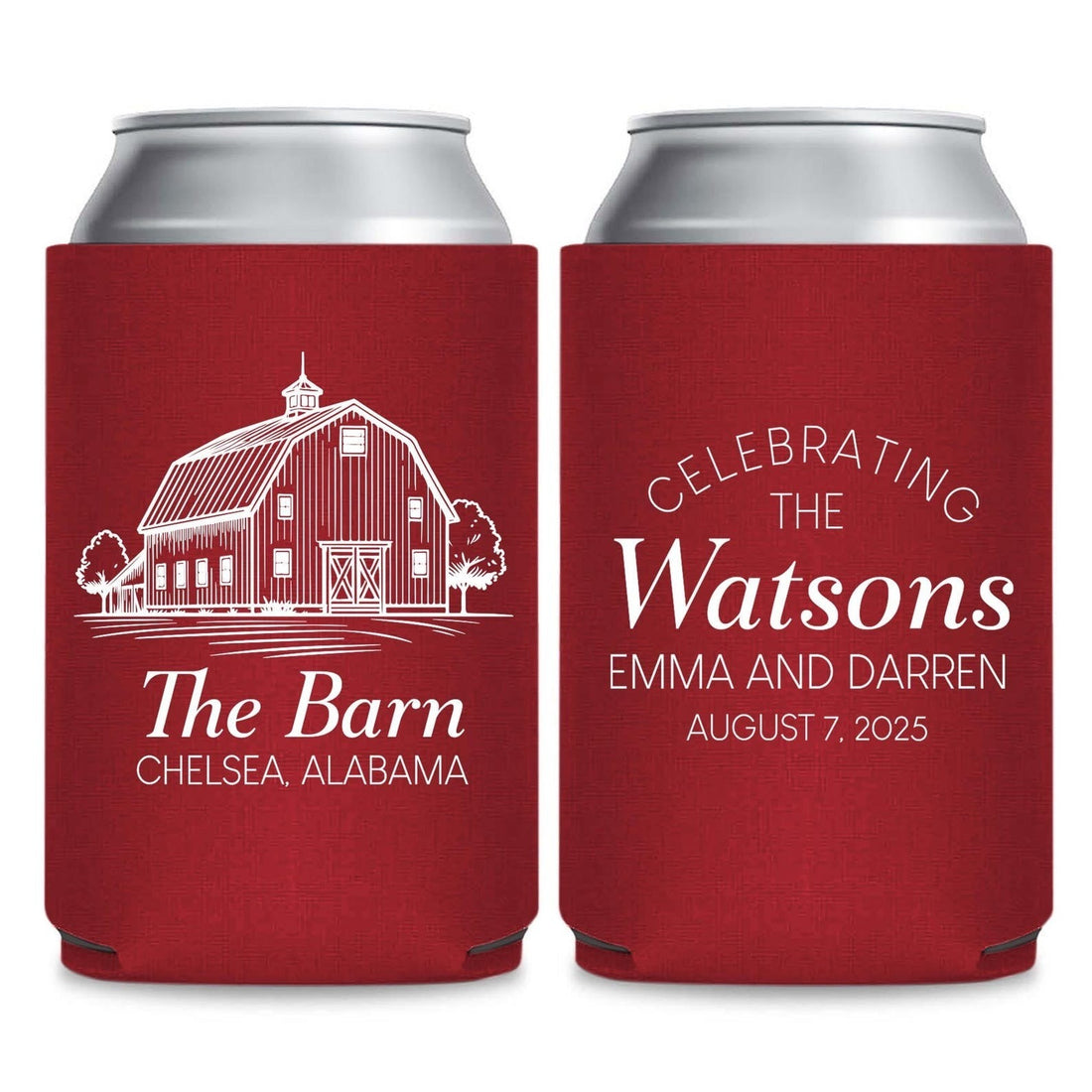 Location Love Wedding Can Coolers
