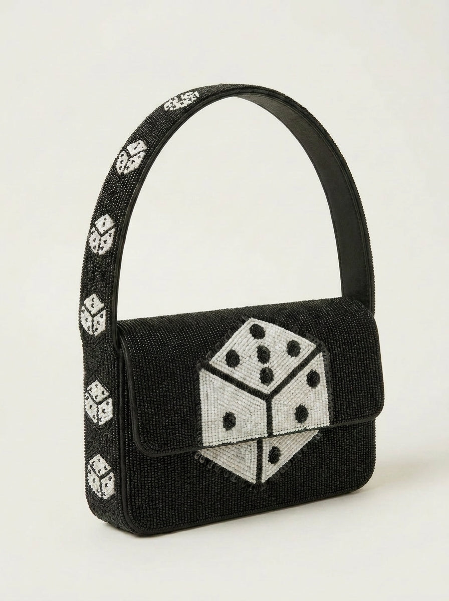 Hand-Beaded Game Night Shoulder Bag