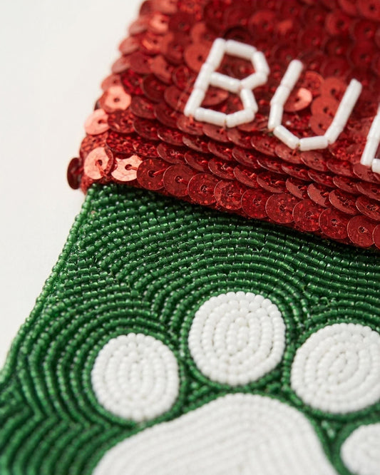 Paw Print Pet Beaded Stocking