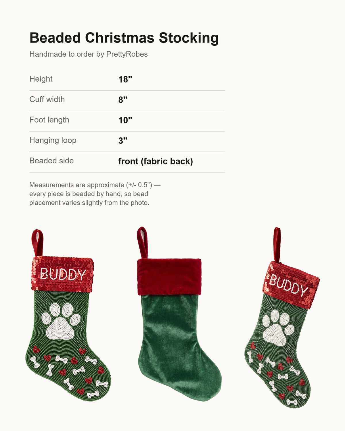Paw Print Pet Beaded Stocking
