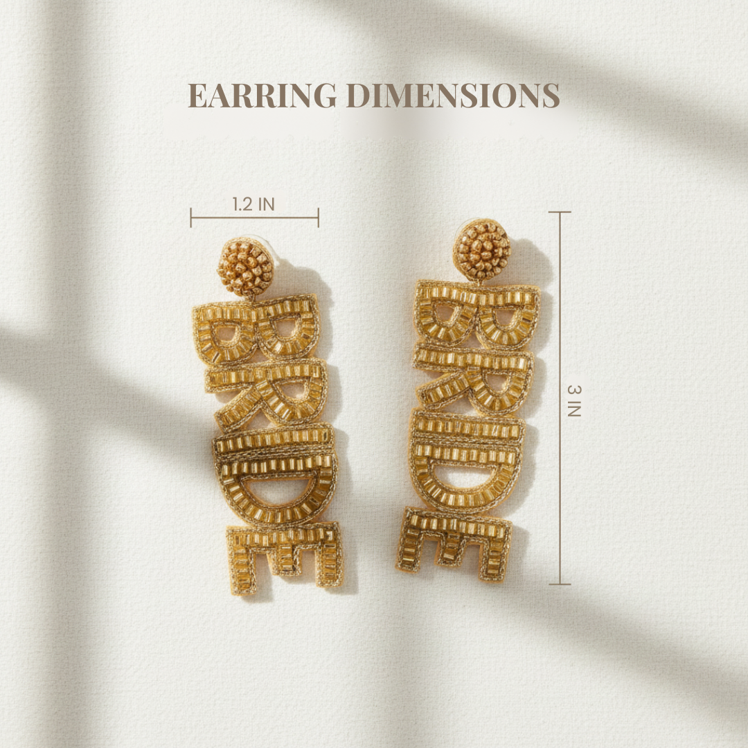 Golden Beaded Bride Earrings