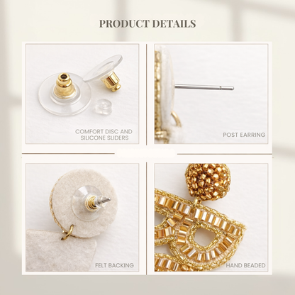 Golden Beaded Bride Earrings