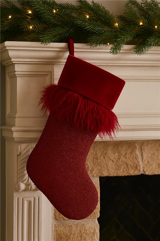 Gold Beaded Christmas Stocking