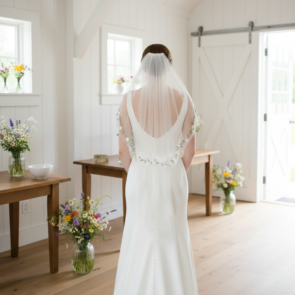 Custom Embroidered Floral Wedding Veil