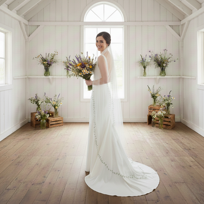 Custom Embroidered Floral Wedding Veil