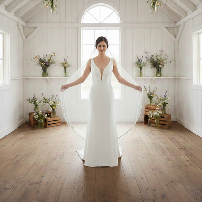 Custom Embroidered Floral Wedding Veil