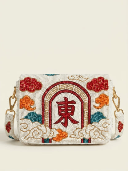 East Mahjong Beaded Shoulder Bag