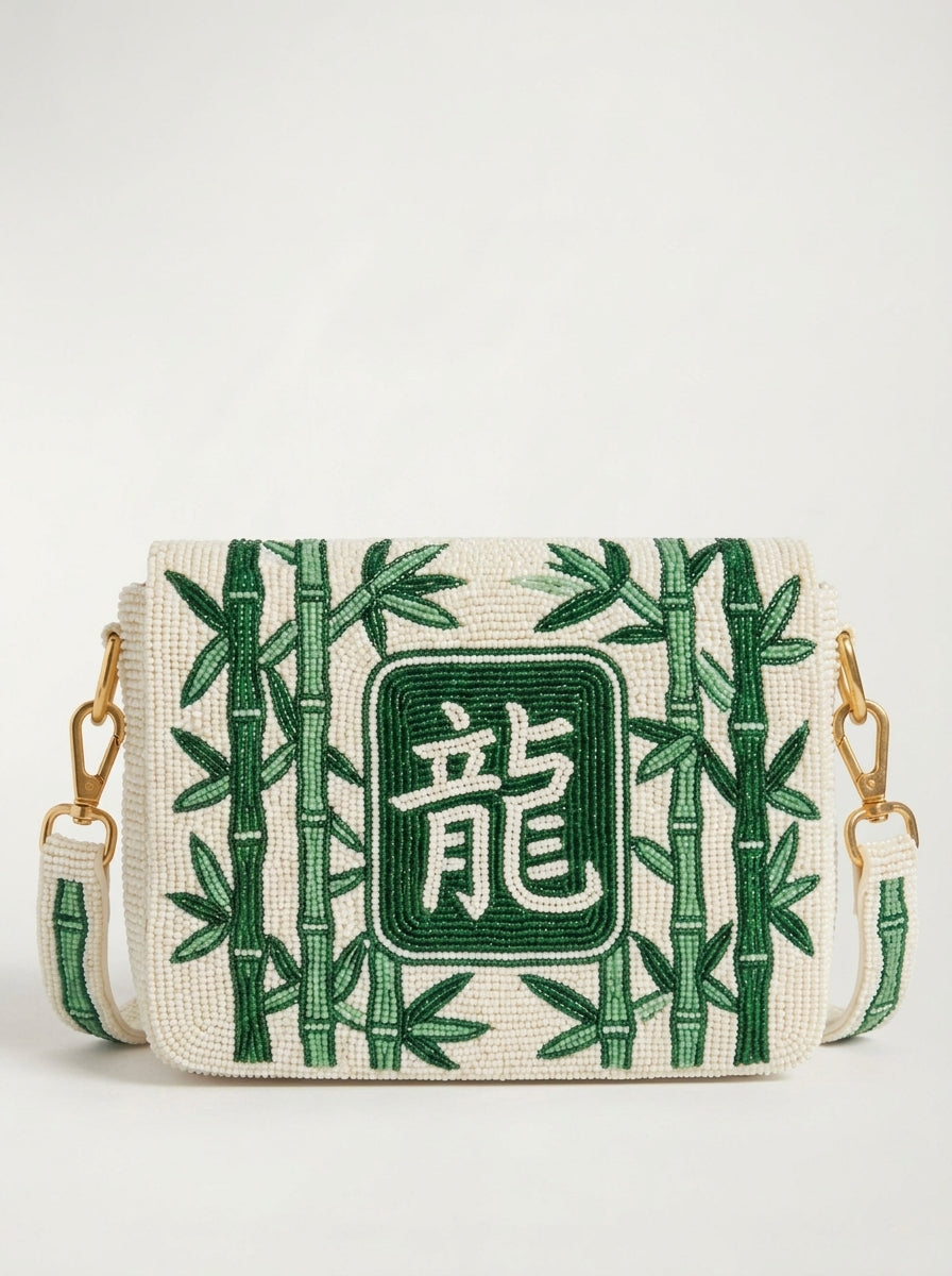 Bamboo Mahjong Beaded Shoulder Bag