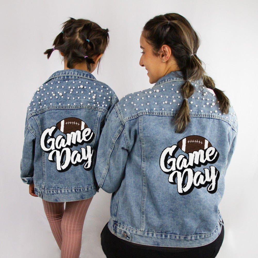 (Blue) Personalized Game Day Jean Jacket