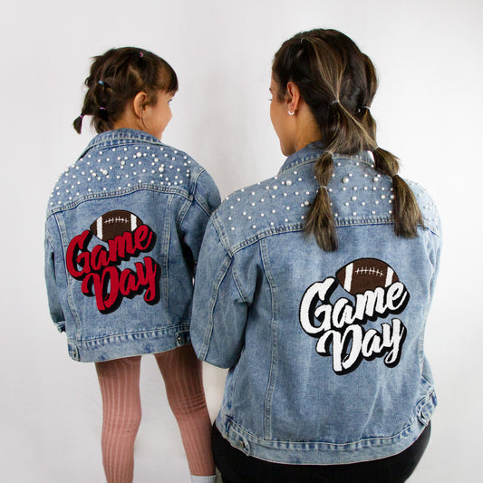 (Blue) Personalized Game Day Jean Jacket