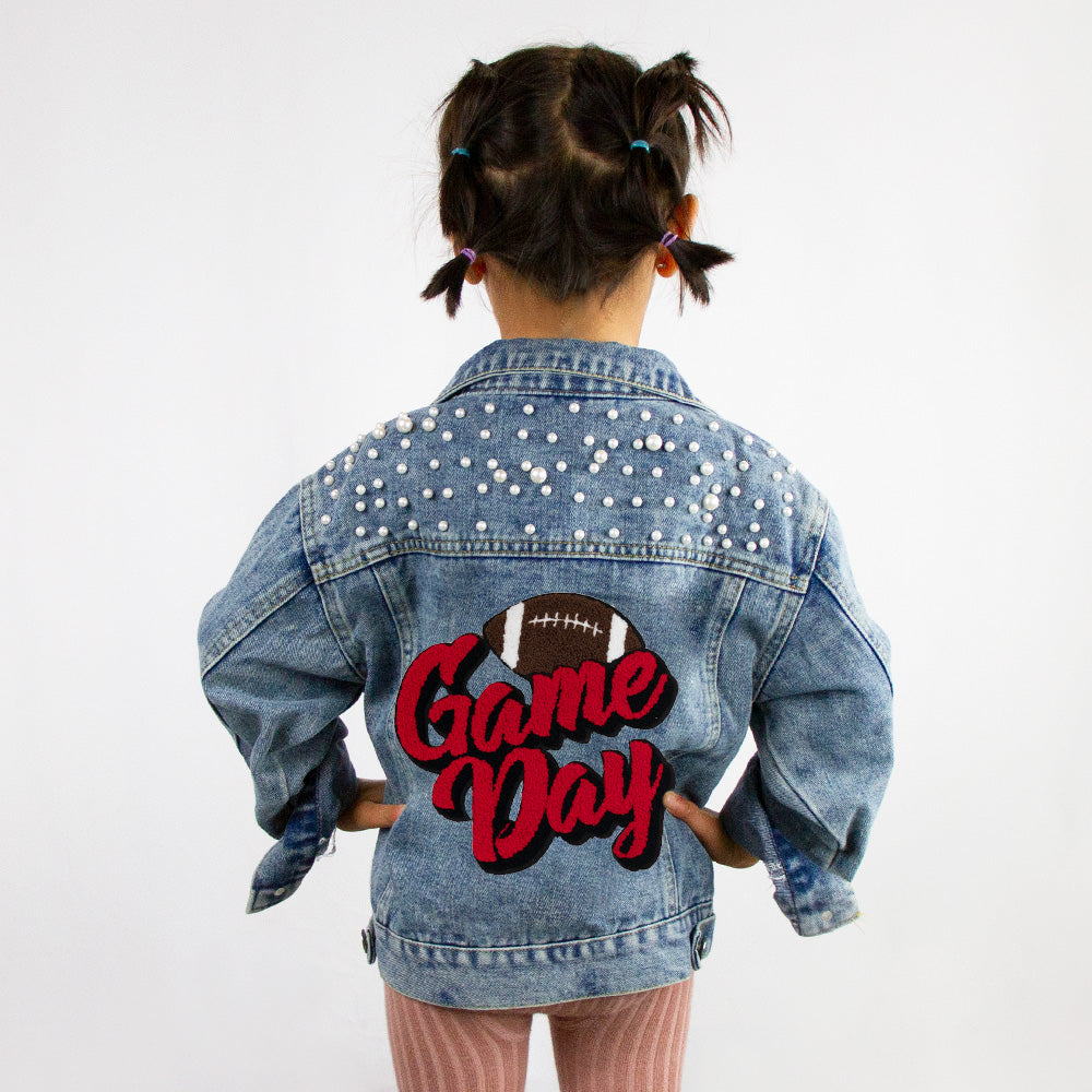 (Blue) Personalized Game Day Jean Jacket