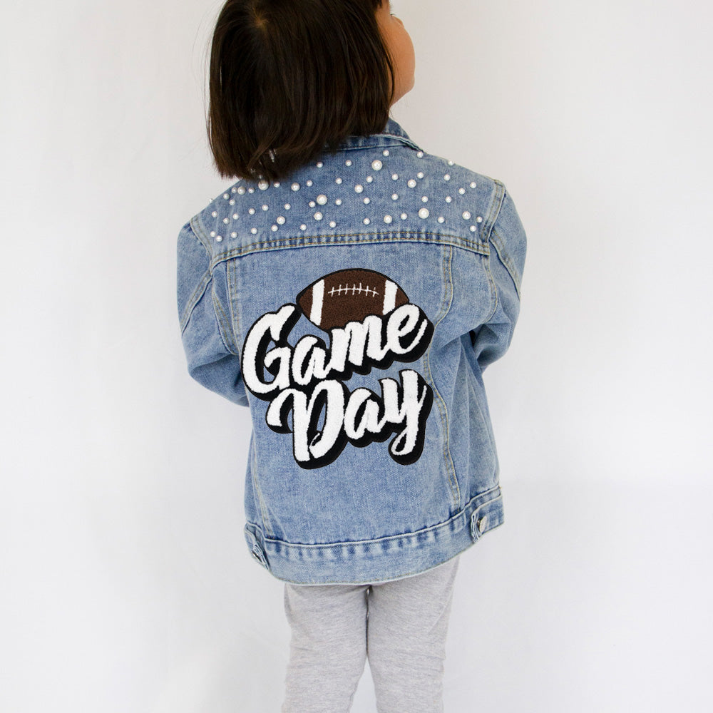 (Blue) Personalized Game Day Jean Jacket