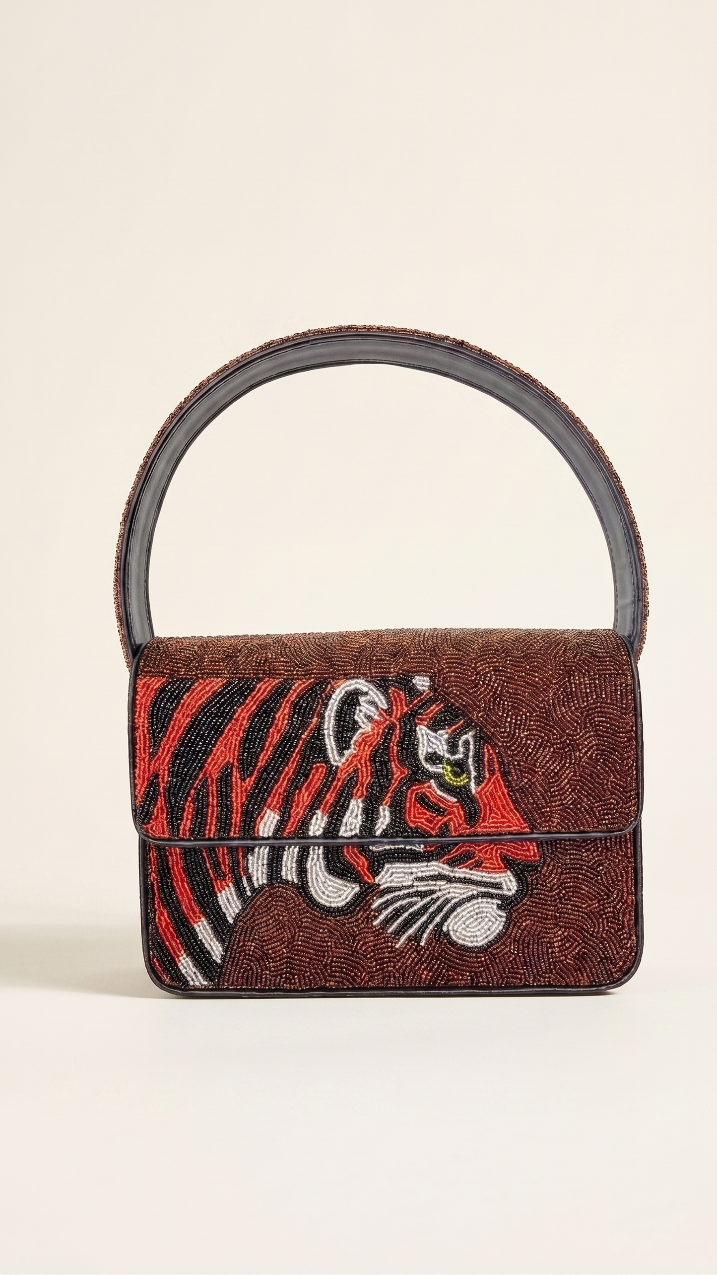 Beaded Tiger Shoulder Bag
