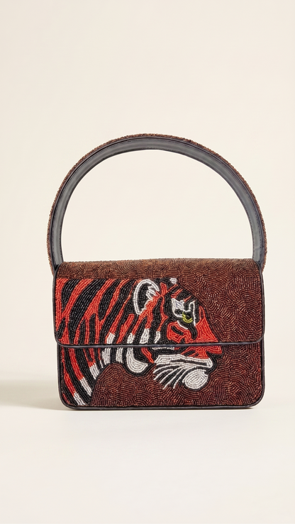 Beaded Tiger Shoulder Bag