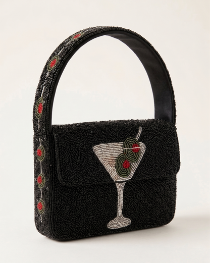 Olive Martini Beaded Shoulder Bag