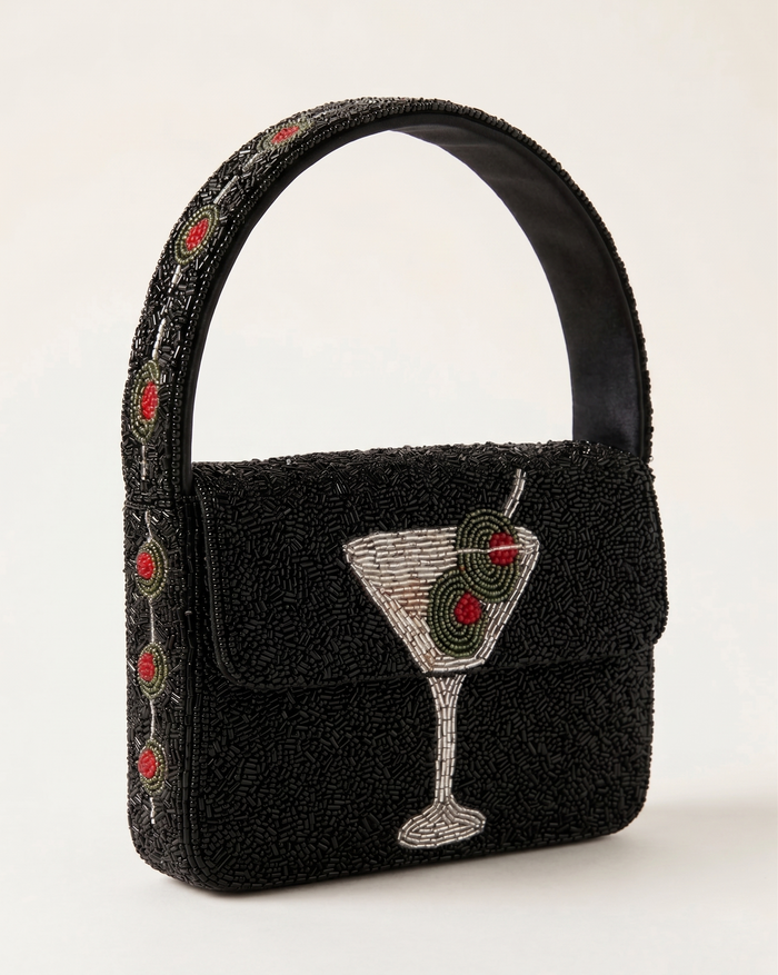 Olive Martini Beaded Shoulder Bag