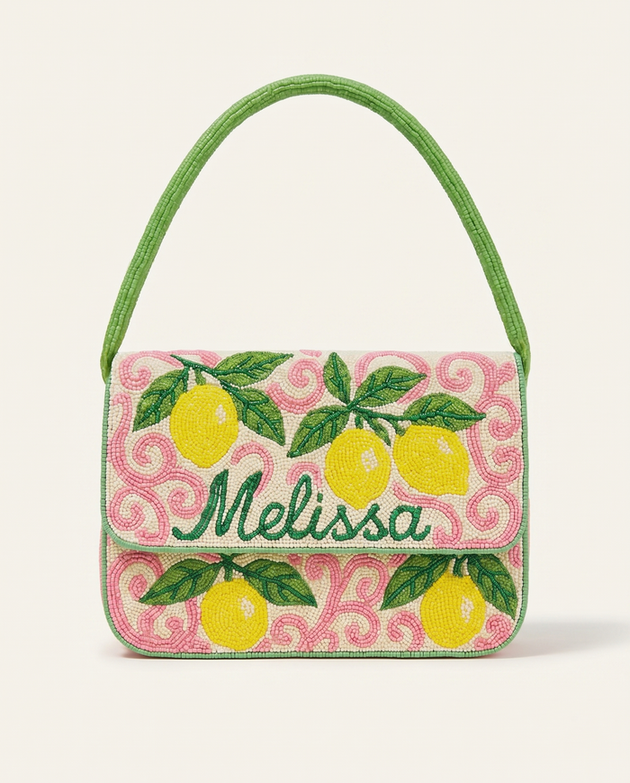 Lemon Beaded Shoulder Bag