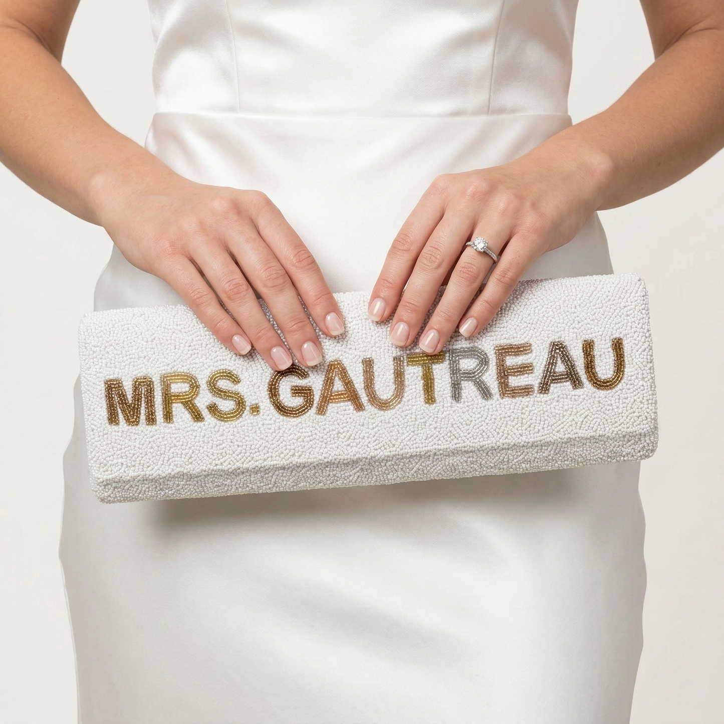 Fully Beaded Rectangular Clutch for Bride