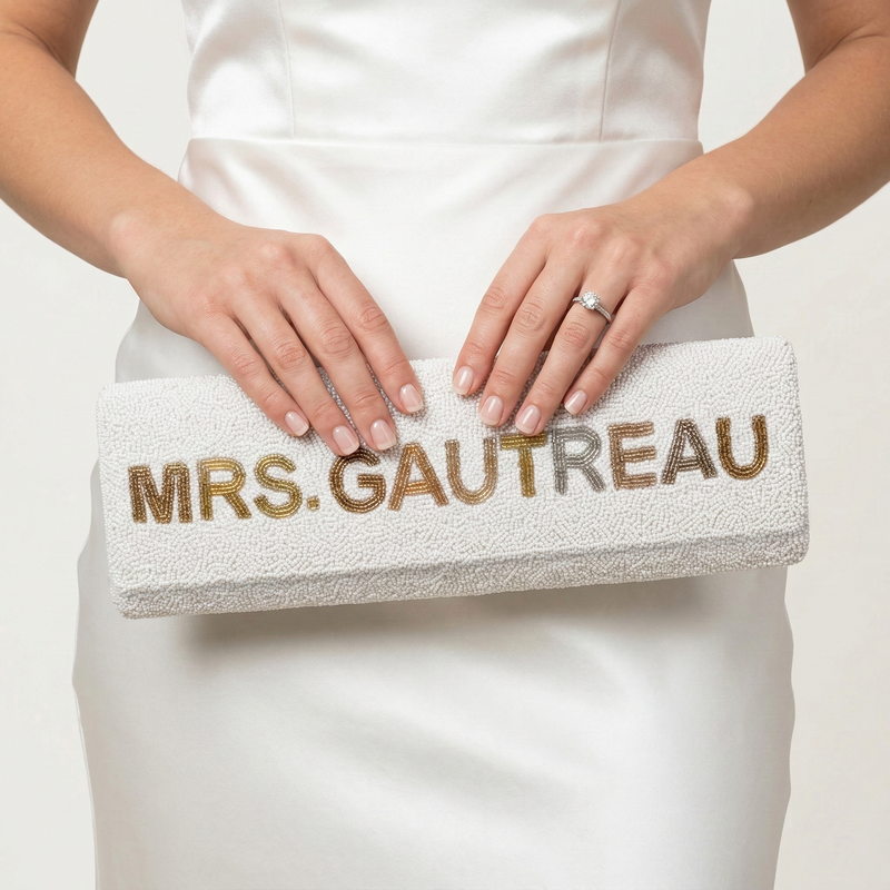 Fully Beaded Rectangular Clutch for Bride