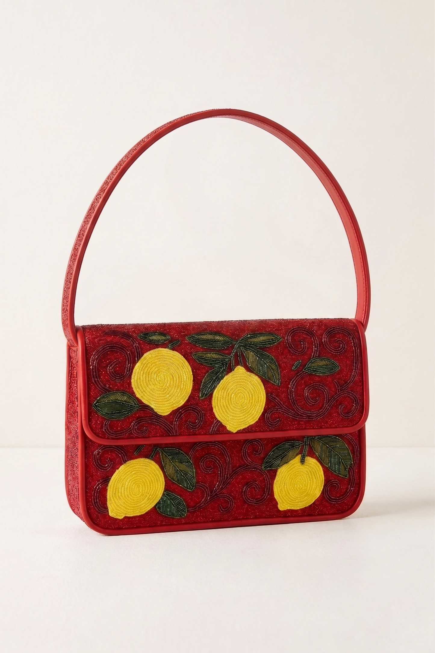 Lemon Beaded Shoulder Bag