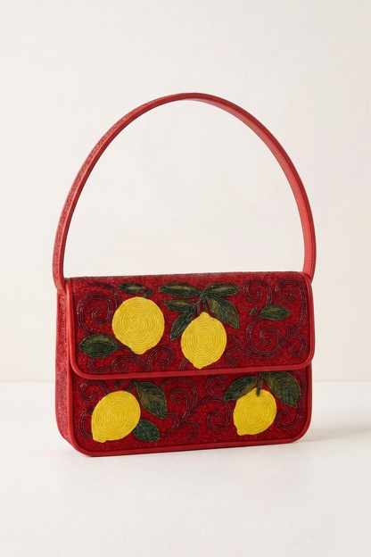 Lemon Beaded Shoulder Bag