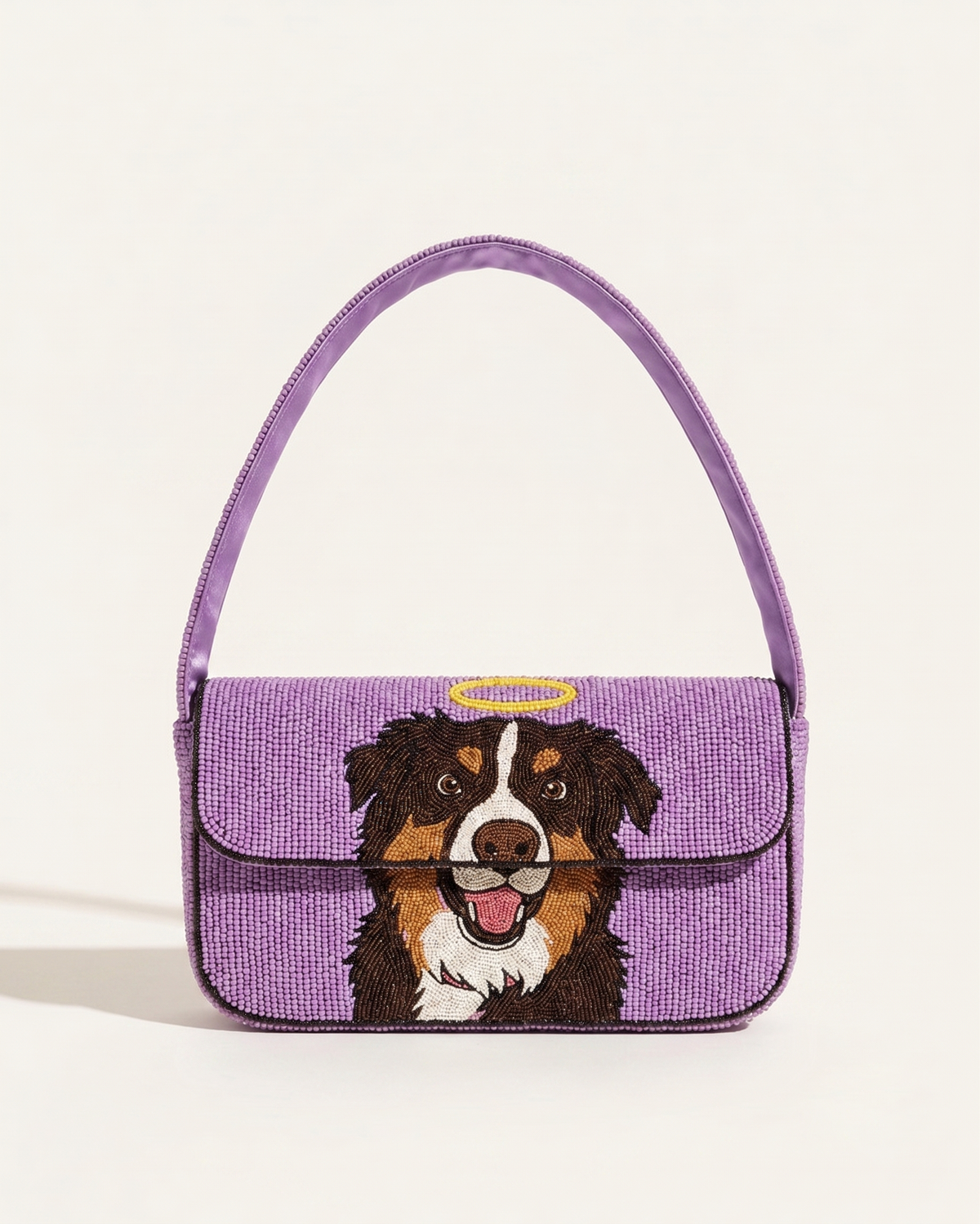 Custom hand-beaded pet shoulder bag with a dog portrait made from your photo — Pretty Robes