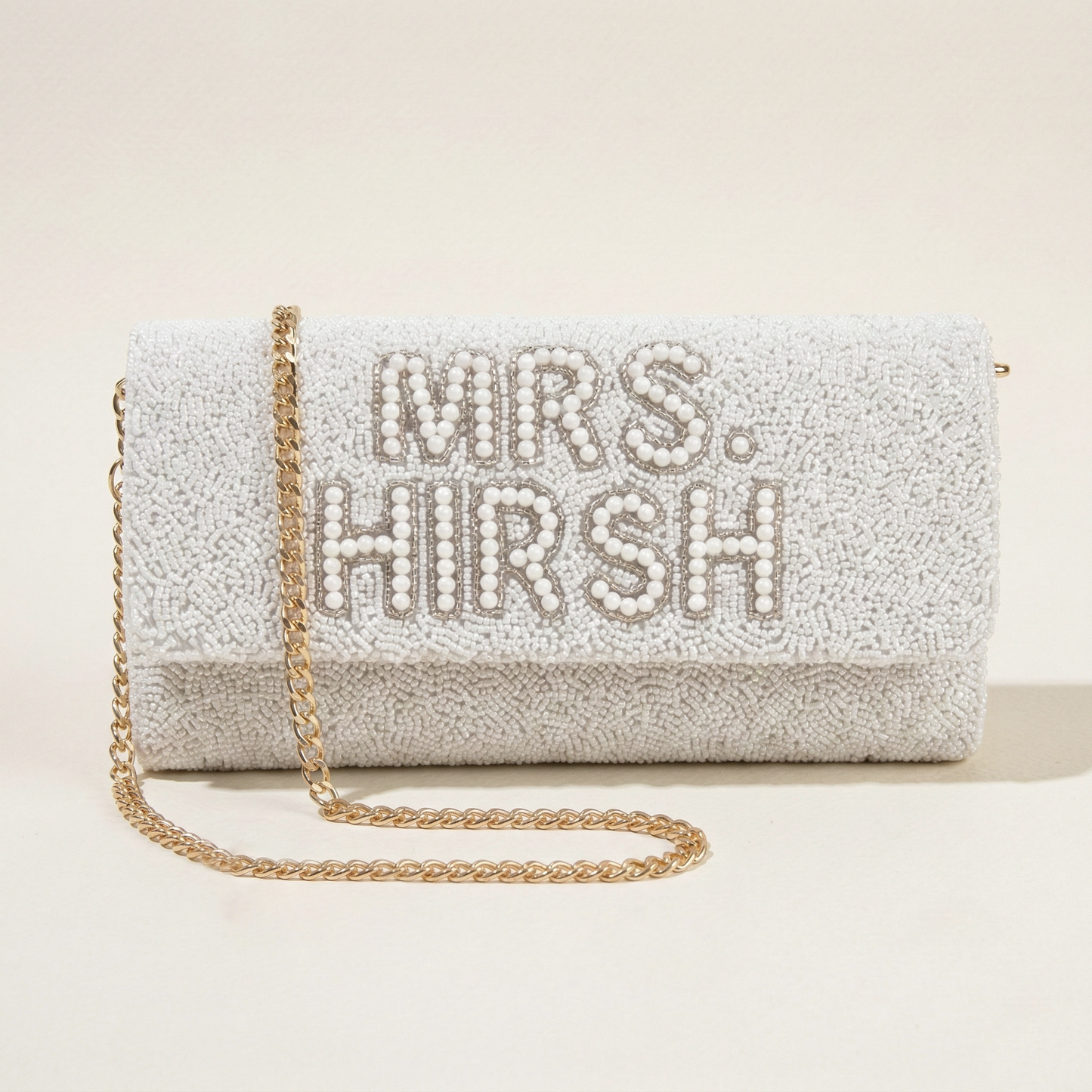 Pearl & Beaded Barrel Clutch for Bride