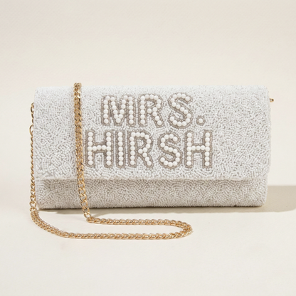 Pearl & Beaded Barrel Clutch for Bride