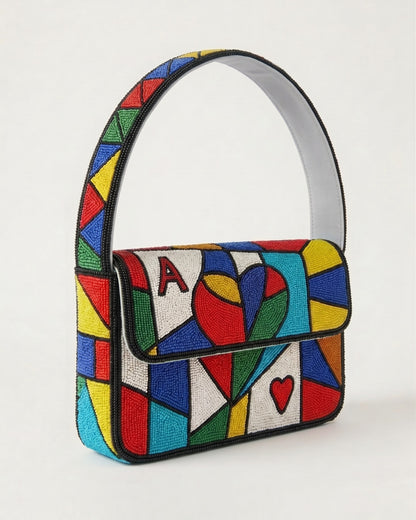 Ace of Hearts Beaded Handbag