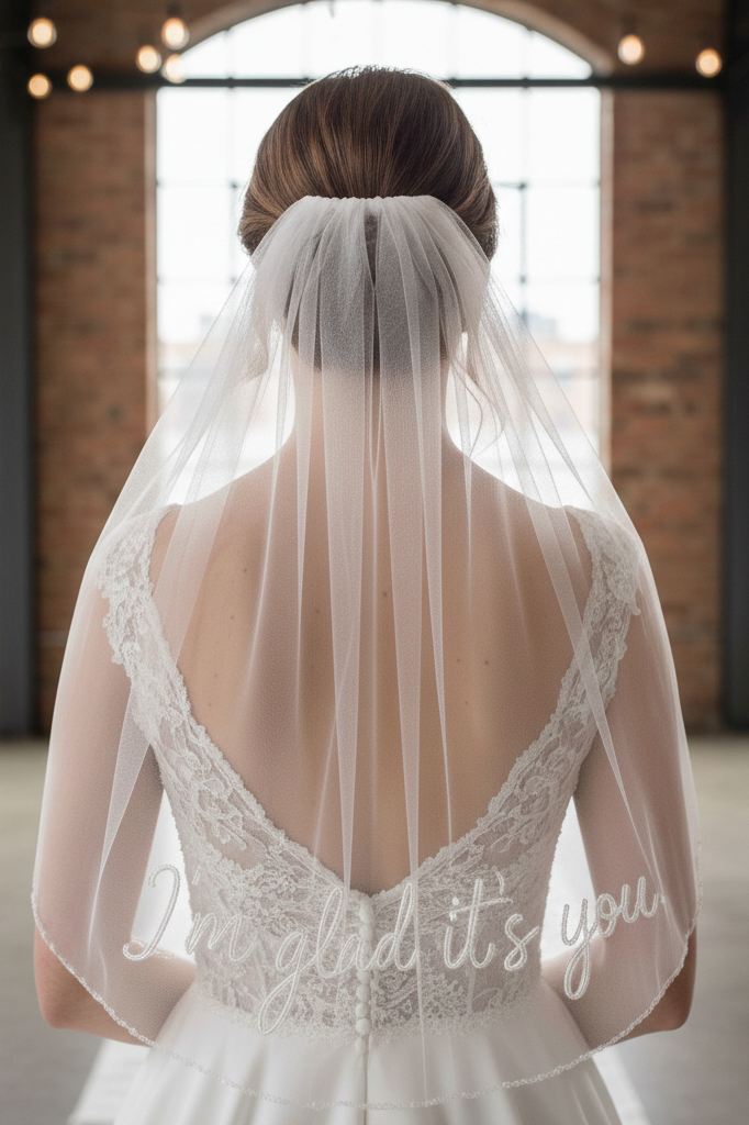 Custom Handwritten Text Beaded Veil
