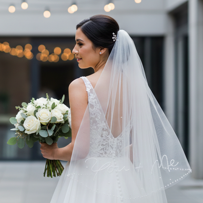 Custom Handwritten Text Beaded Veil