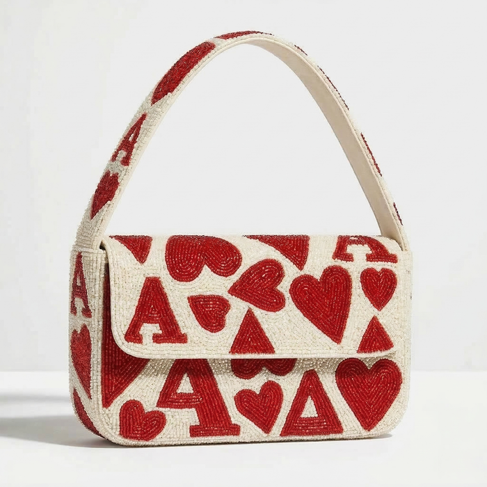Ace of Hearts Beaded Handbag