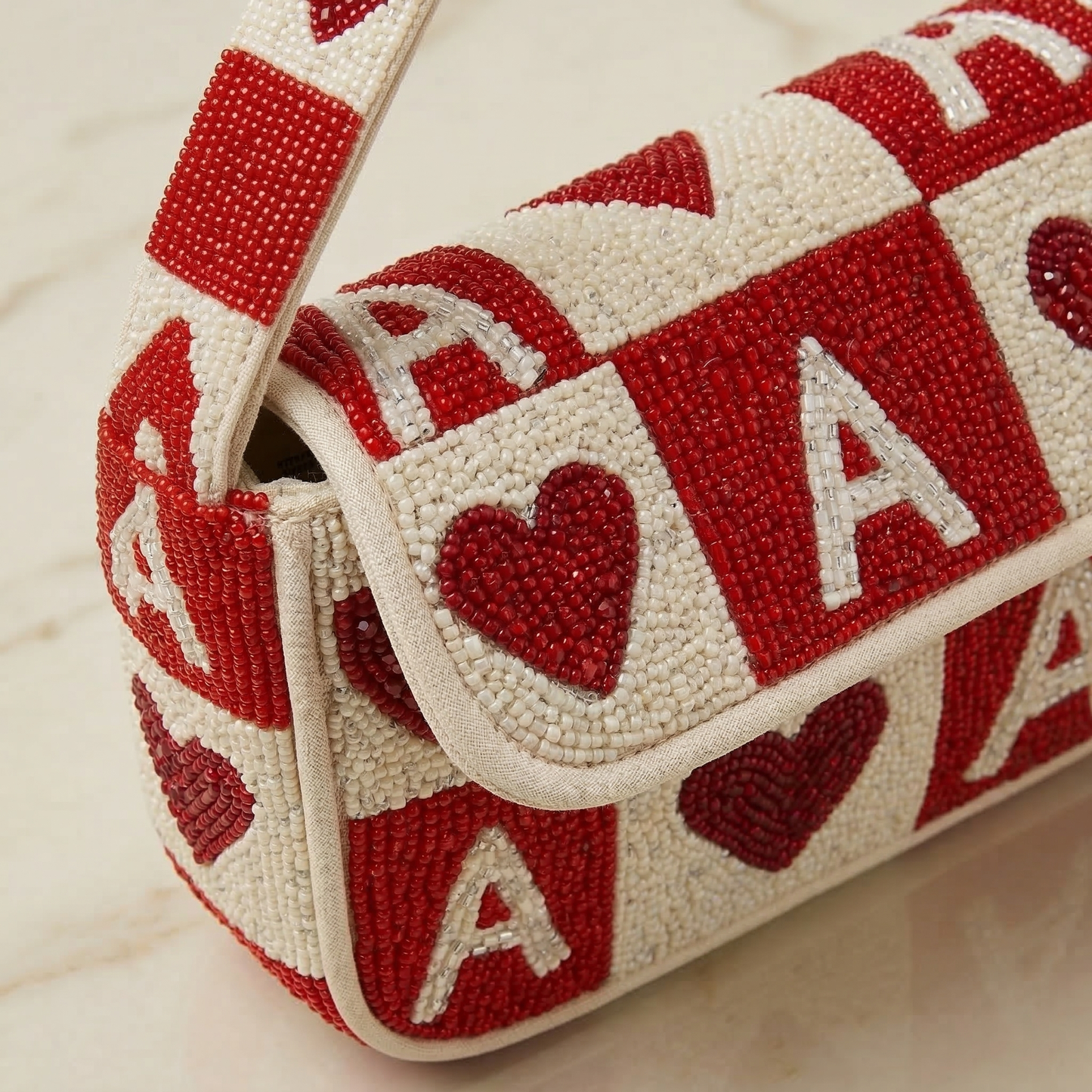 Ace of Hearts Beaded Handbag