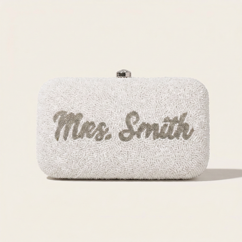 Beaded Bridal Box Clutch