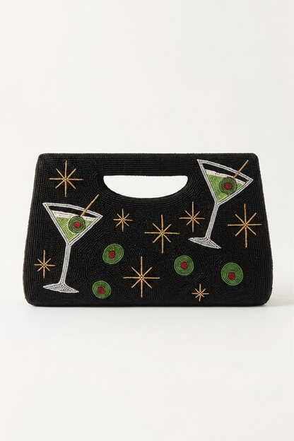 Martini Glass Beaded Clutch