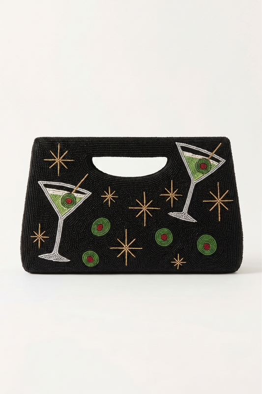 Martini Glass Beaded Clutch