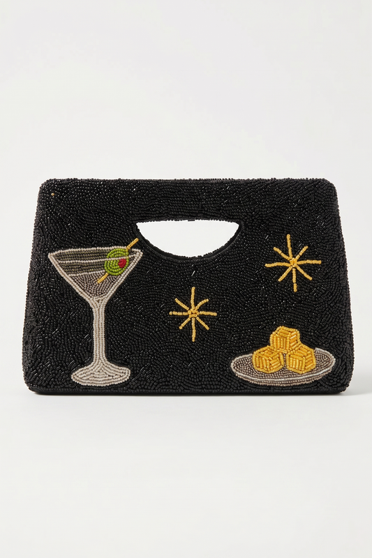 Martini and Cheese Cubes Beaded Clutch