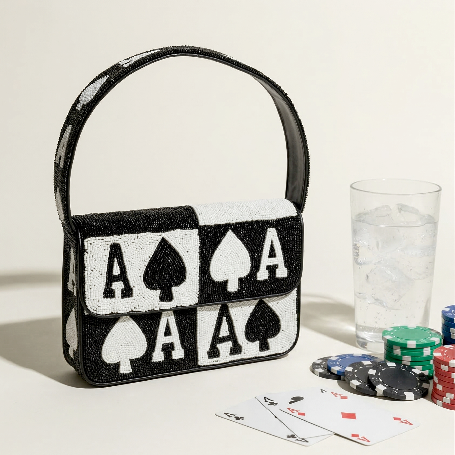 Ace of Spades Beaded Purse