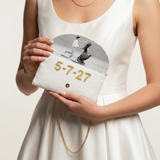 Beaded Half-Moon Envelope Bridal Clutch