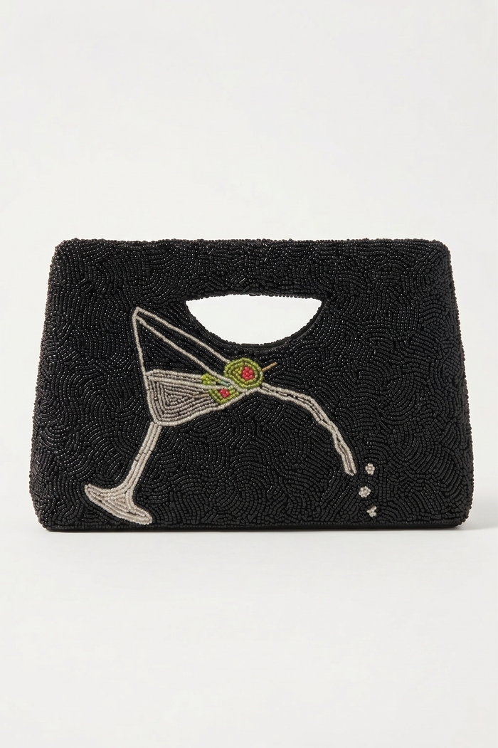 Spilling Martini Glass Beaded Clutch