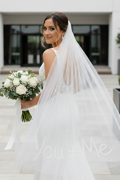 Custom Handwritten Text Beaded Veil