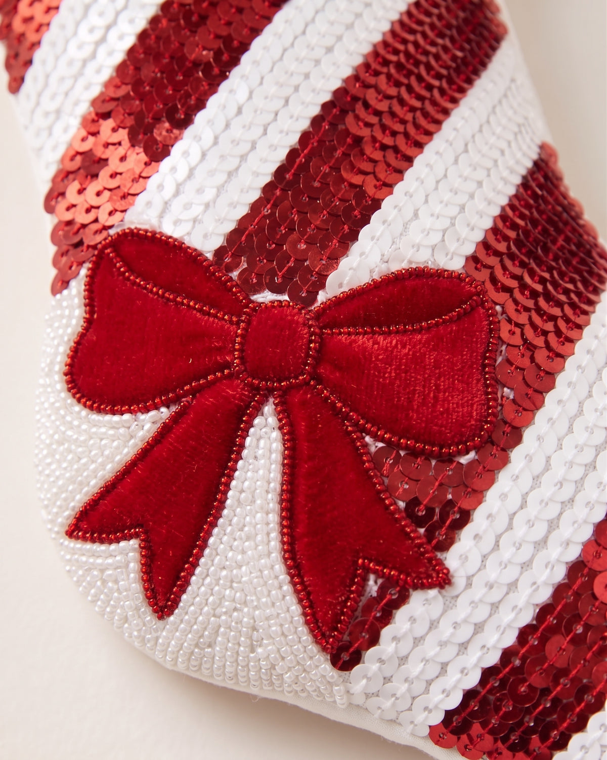 Candy Cane Sequin Beaded Stocking