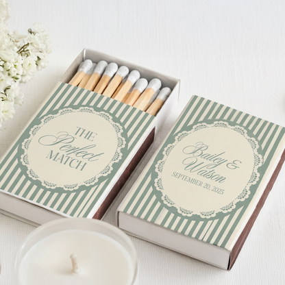 Green Lace Stripe Matchboxes (PK 11)