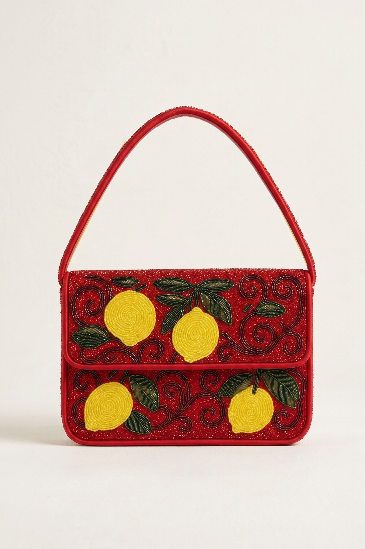 Lemon Beaded Shoulder Bag