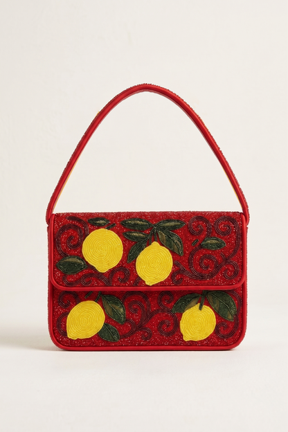 Lemon Beaded Shoulder Bag