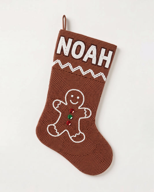 Gingerbread Beaded Stocking
