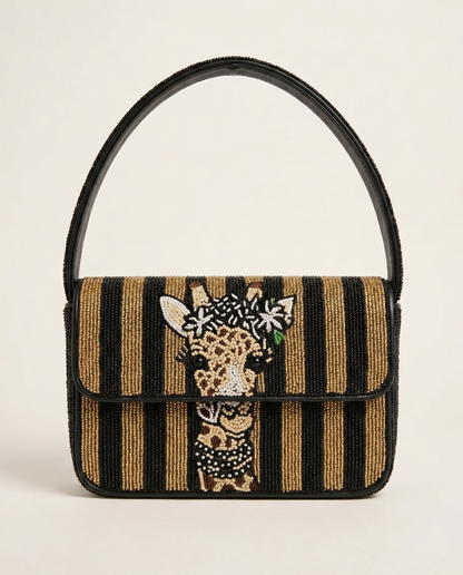 Hand-Beaded Giraffe Purse